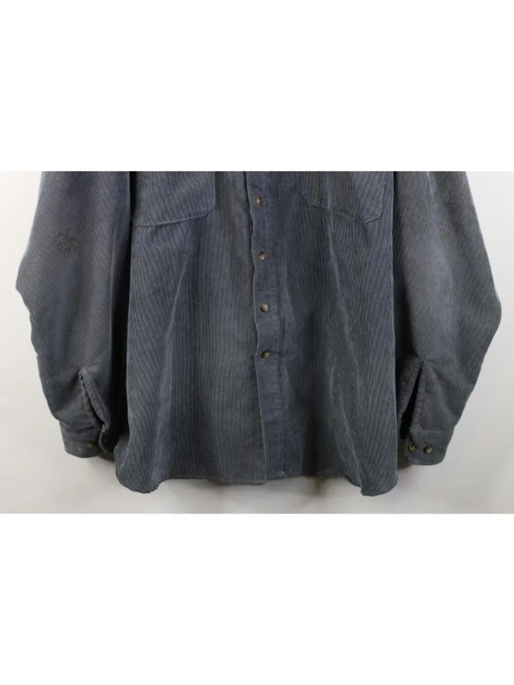 Vtg 90s Y2K Streetwear Mens 3XL Faded Corduroy Collared Button Shirt Steel Blue